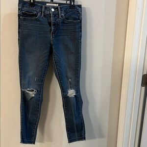 Levi's Blue Distressed Cropped Jeans